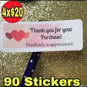 90ct valentines heart thank you stickers